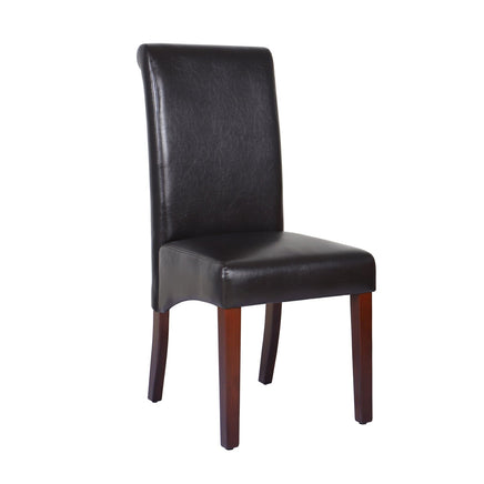 2x Wooden Frame Brown Leatherette Dining Chairs with Solid Pine Legs Furniture Kings Warehouse 