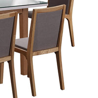 2x Wooden Frame Leatherette In Gray Fabric Dining Chairs with Wooden Legs Furniture Kings Warehouse 