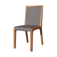 2x Wooden Frame Leatherette In Gray Fabric Dining Chairs with Wooden Legs Furniture Kings Warehouse 