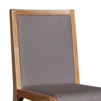 2x Wooden Frame Leatherette In Gray Fabric Dining Chairs with Wooden Legs Furniture Kings Warehouse 