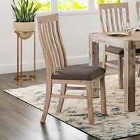 2x Wooden Frame Leatherette in Solid Acacia Wood & Veneer Dining Chairs in Oak Colour Furniture Kings Warehouse 