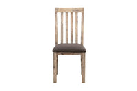 2x Wooden Frame Leatherette in Solid Acacia Wood & Veneer Dining Chairs in Oak Colour Furniture Kings Warehouse 