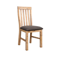 2x Wooden Frame Leatherette in Solid Wood Acacia & Veneer Dining Chairs in Oak Colour Furniture Kings Warehouse 