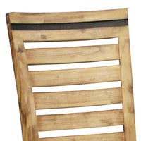 2x Wooden Frame Leatherette Solid Wood Acacia Dining Chairs in Silver Brush Colour Furniture Kings Warehouse 