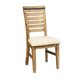 2x Wooden Frame Leatherette Solid Wood Acacia Dining Chairs in Silver Brush Colour Furniture Kings Warehouse 
