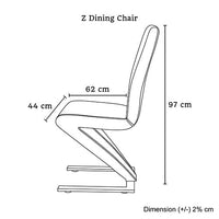 2x Z Shape Red Leatherette Dining Chairs with Stainless Base Furniture Kings Warehouse 