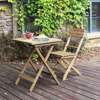 2xBackChair Folding Bistro Set Solid Fir Wood Chair Garden Outdoor Lounge Furniture Kings Warehouse 