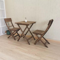 2xBackChair Folding Bistro Set Solid Fir Wood Chair Garden Outdoor Lounge Furniture Kings Warehouse 