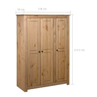 3-Door Wardrobe 118x50x171.5 cm Pine Panama Range bedroom furniture Kings Warehouse 