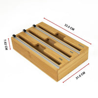 3 Grids Bamboo Food Wrap Dispenser Cutter Foil Cling Film Storage Holder Box Kitchen Home & Garden Kings Warehouse 