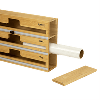 3 Grids Bamboo Food Wrap Dispenser Cutter Foil Cling Film Storage Holder Box Kitchen Home & Garden Kings Warehouse 