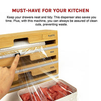 3 Grids Bamboo Food Wrap Dispenser Cutter Foil Cling Film Storage Holder Box Kitchen Home & Garden Kings Warehouse 