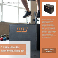 3 IN 1 Black Wood Plyo Games Plyometric Jump Box Sports & Fitness Kings Warehouse 