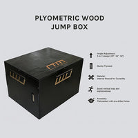 3 IN 1 Black Wood Plyo Games Plyometric Jump Box Sports & Fitness Kings Warehouse 