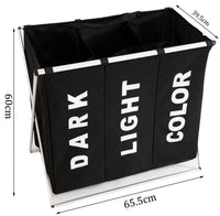 3 in 1 Large 135L Laundry Clothes Hamper Basket with Waterproof bags and Aluminum Frame (Black) Kings Warehouse 
