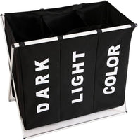 3 in 1 Large 135L Laundry Clothes Hamper Basket with Waterproof bags and Aluminum Frame (Black) Kings Warehouse 
