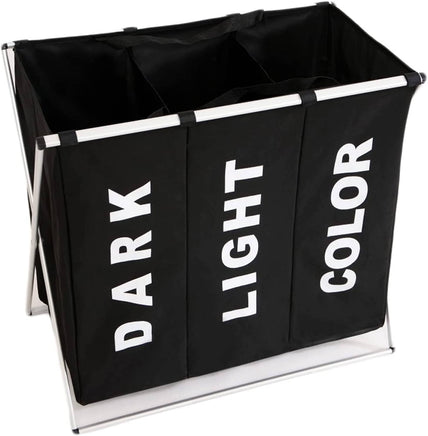 3 in 1 Large 135L Laundry Clothes Hamper Basket with Waterproof bags and Aluminum Frame (Black) Kings Warehouse 