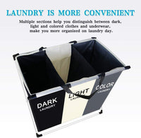 3 in 1 Large 135L Laundry Clothes Hamper Basket with Waterproof bags and Aluminum Frame (Multi) Kings Warehouse 