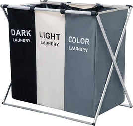 3 in 1 Large 135L Laundry Clothes Hamper Basket with Waterproof bags and Aluminum Frame (Multi) Kings Warehouse