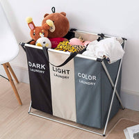 3 in 1 Large 135L Laundry Clothes Hamper Basket with Waterproof bags and Aluminum Frame (Multi) Kings Warehouse 