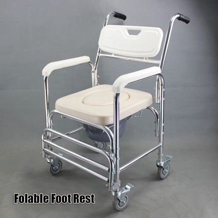 3-in-1 Mobile Rolling Chair Wheelchair Commode Bedside Toilet Chair Shower Chair Health & Beauty Kings Warehouse 
