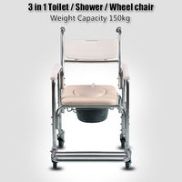3-in-1 Mobile Rolling Chair Wheelchair Commode Bedside Toilet Chair Shower Chair Health & Beauty Kings Warehouse 