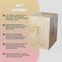 3 IN 1 Wood Plyo Games Plyometric Jump Box Sports & Fitness Kings Warehouse 