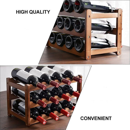 3-layer Bamboo Wine Storage Rack (12 bottles) Kings Warehouse 