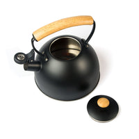 3 Liter Tea Whistling Kettle Stainless Steel Modern Whistling Tea Pot for Stovetop Black Kings Warehouse 