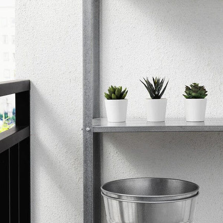 3 Pack of Artificial Succulent Potted Plants in White Plastic 6cm Pot Interior Decoration Kings Warehouse 