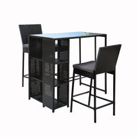 3 PCS Outdoor Bar Table Stools Set Patio Furniture Dining Chairs Wicker Kings Warehouse 