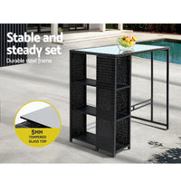 3 PCS Outdoor Bar Table Stools Set Patio Furniture Dining Chairs Wicker Kings Warehouse 