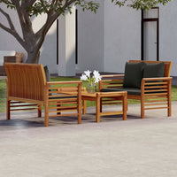 3 Piece Garden Lounge Set with Cushions Solid Wood Acacia