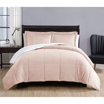 3 Piece Micro Mink Comforter Set Apricot Queen Home & Garden Kings Warehouse 