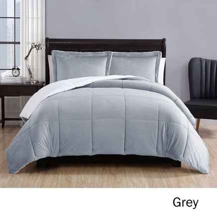 3 Piece Micro Mink Comforter Set Grey Queen Home & Garden Kings Warehouse 