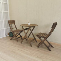 3 Piece RoundTable-Set Folding Bistro Set Solid Fir Wood Table Chair Set Garden Outdoor Lounge Home & Garden Kings Warehouse 