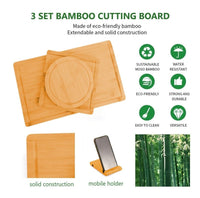 3 Pieces Bamboo Cutting Board with Juice Groove and Mobile Holder included for Home Kitchen Kings Warehouse 