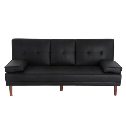 3 Seater Adjustable Sofa Bed With Cup Holder Black Furniture Kings Warehouse 