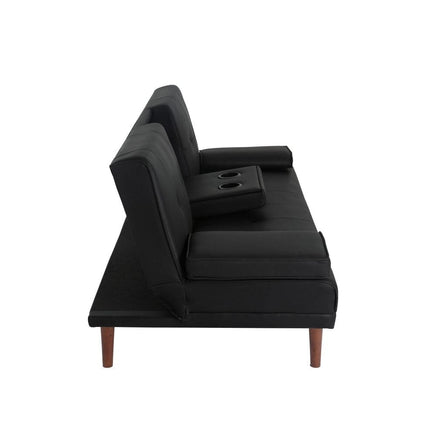 3 Seater Adjustable Sofa Bed With Cup Holder Black Furniture Kings Warehouse 