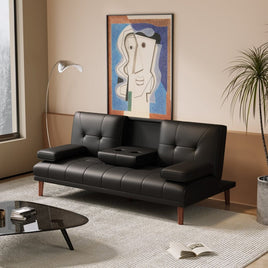 3 Seater Adjustable Sofa Bed With Cup Holder Black Furniture Kings Warehouse 