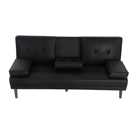 3 Seater Adjustable Sofa Bed With Cup Holder Black Furniture Kings Warehouse 