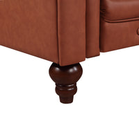 3 Seater Brown Sofa Lounge Button Tufted in Faux Leather Furniture Kings Warehouse 