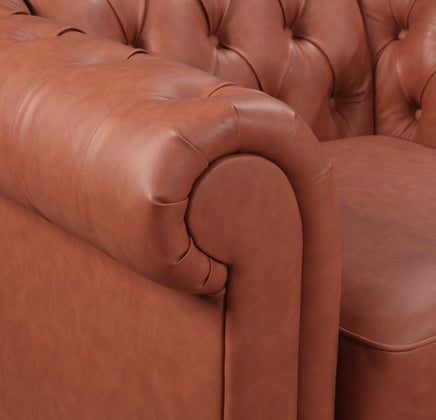 3 Seater Brown Sofa Lounge Button Tufted in Faux Leather Furniture Kings Warehouse 