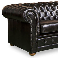 3 Seater Genuine Leather Upholstery Deep Quilting Pocket Spring Button Studding Sofa Lounge Set for Living Room Couch In Brown Colour Furniture Kings Warehouse 