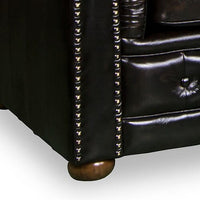 3 Seater Genuine Leather Upholstery Deep Quilting Pocket Spring Button Studding Sofa Lounge Set for Living Room Couch In Brown Colour Furniture Kings Warehouse 