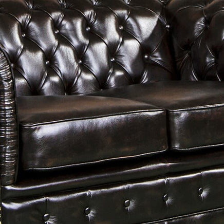 3 Seater Genuine Leather Upholstery Deep Quilting Pocket Spring Button Studding Sofa Lounge Set for Living Room Couch In Brown Colour Furniture Kings Warehouse 