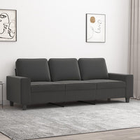 3-Seater Sofa Dark Grey 180 cm Microfibre Fabric Home & Garden Kings Warehouse 