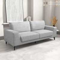 3 Seater Sofa Light Grey Fabric Lounge Set for Living Room Couch with Solid Wooden Frame Black Legs Furniture Kings Warehouse 