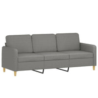 3-Seater Sofa with Footstool Dark Grey 180 cm Fabric Kings Warehouse 