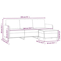 3-Seater Sofa with Footstool Dark Grey 180 cm Fabric Kings Warehouse 